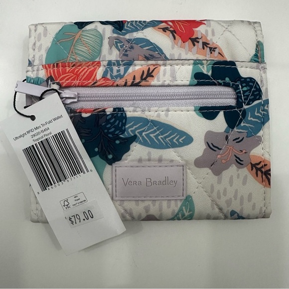 Vera Bradley Ultralight RFID Mini Tri-fold Wallet - Tropical Floral Print - Picture 3 of 12